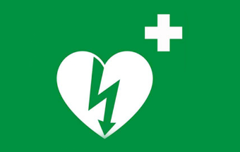 Logotip per identificar un DEA: un cor i una creu