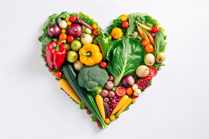 Selecció de verdures disposades en forma de cor