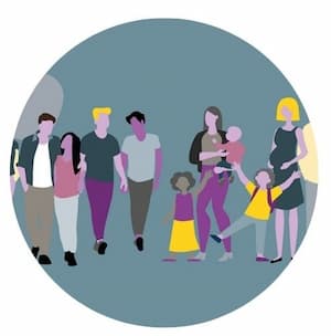 Siluetes d'un grup de persones