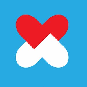 Dibuix de la unió d'un cor i d'unes tiretes en forma de creu.