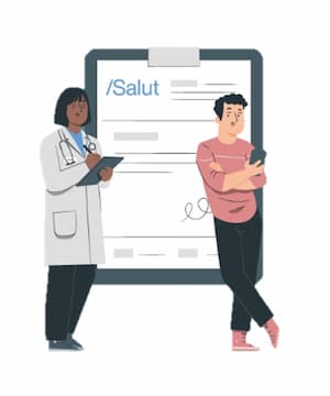 Dues persones elaborant un document de salut